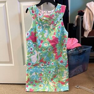 Lilly Pulitzer Shift Dress with Pearls Pink Blue Green White 6